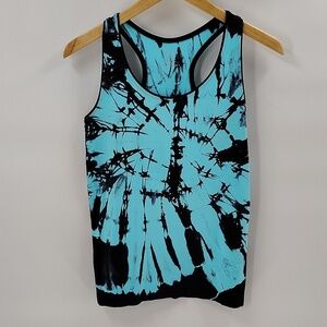 Yelete Tie Dye Athletic Workout Yoga Tank Top Size Small Medium Blue Black